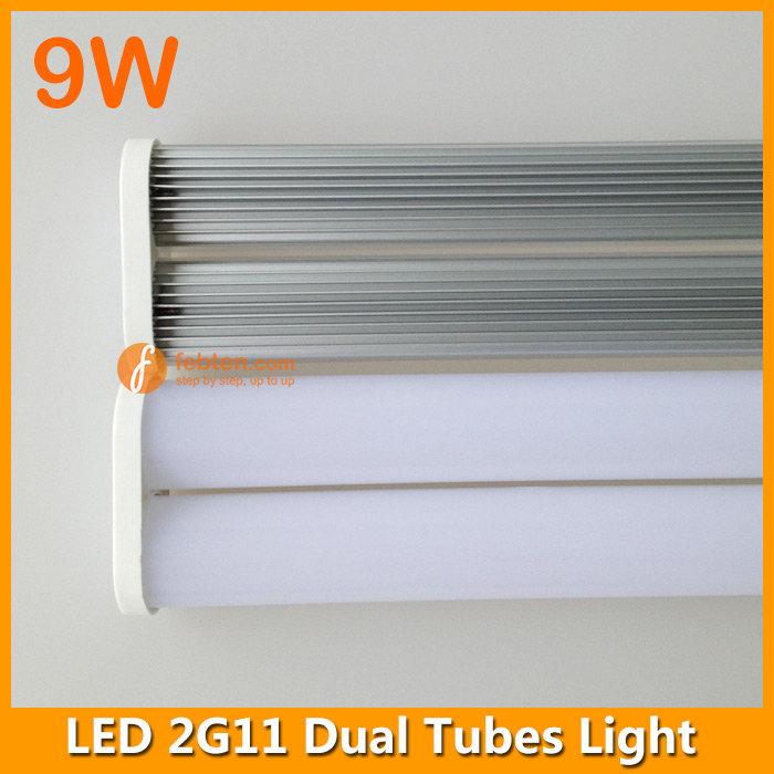 Dual 2G11 LED tube light 9W 232mm