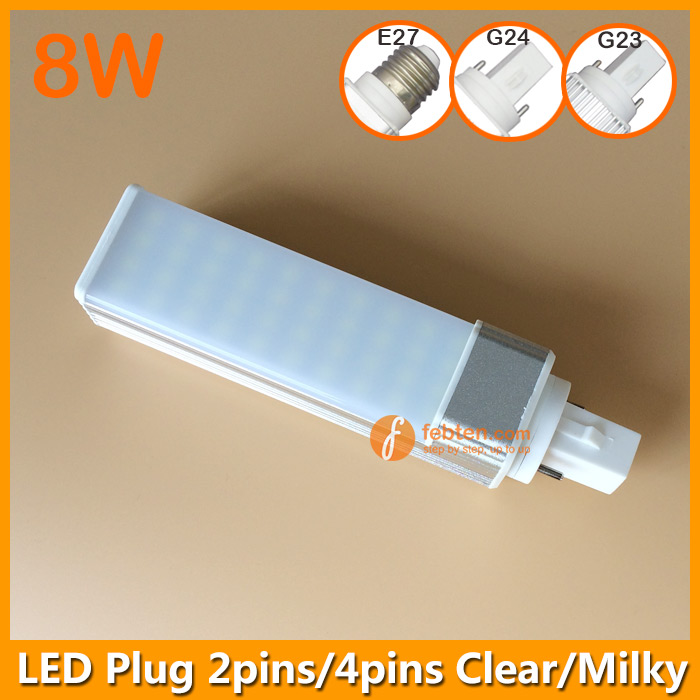 8W LED G24 E27 Plug Lighting Bulb