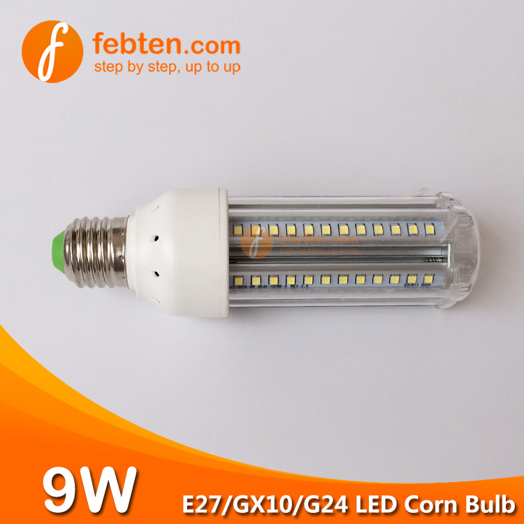 E27 GX10 G24Q 9W LED Corn Bulb Clear Cover