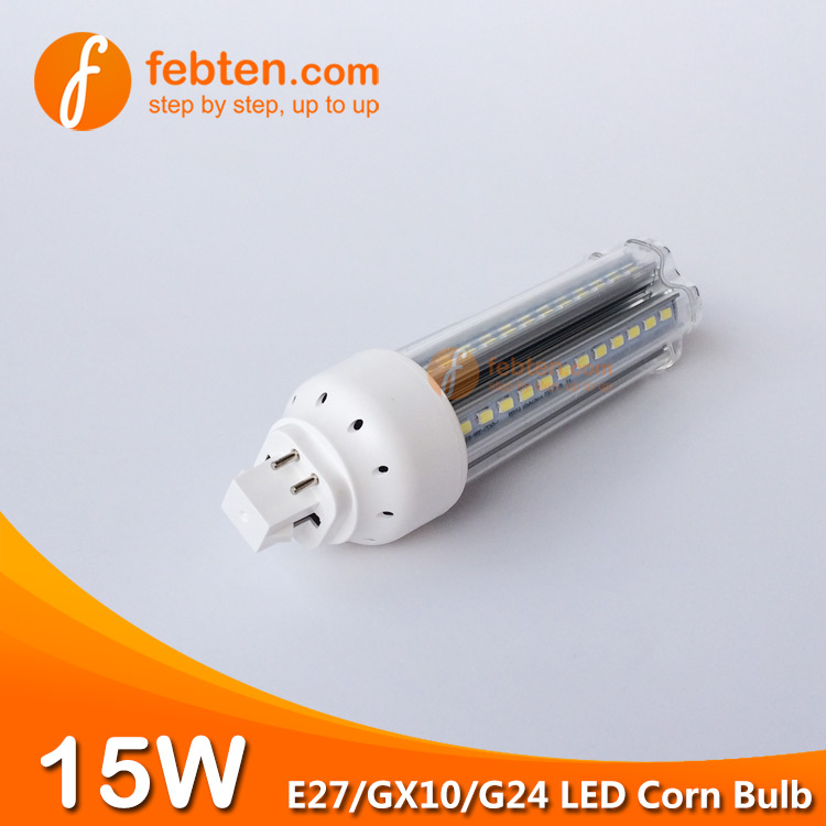 E27 GX10 G24Q 15W LED Corn Bulb Clear Cover