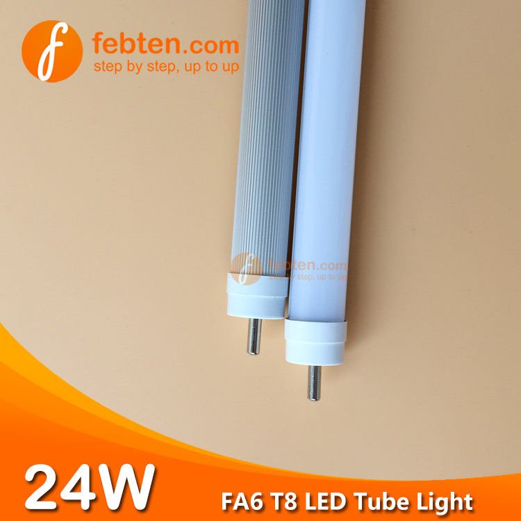 Clear 4feet 24W FA6 LED T8 Tube Light Single Pin