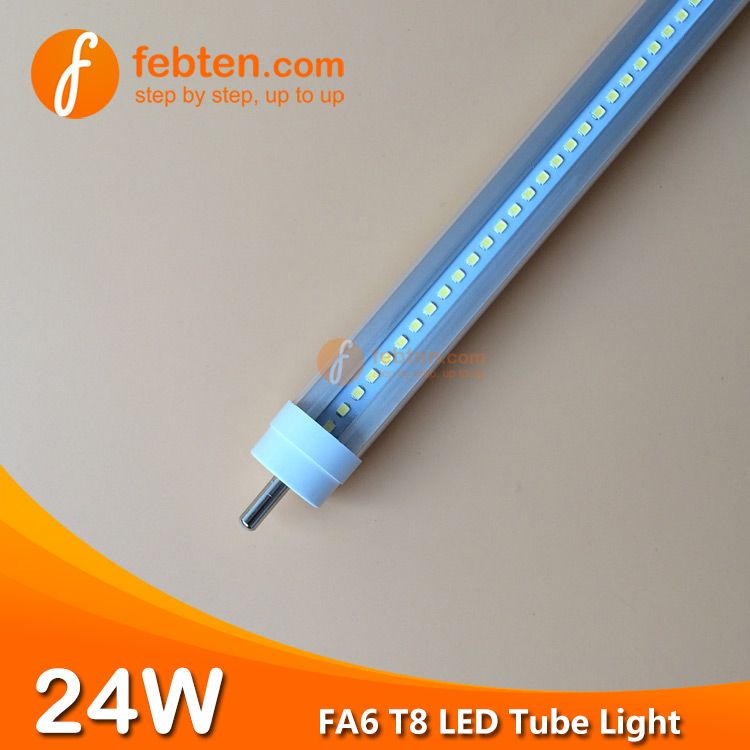 Striped 4feet 24W FA6 LED T8 Tube Light Single Pin