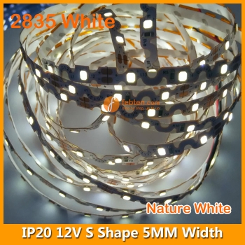 2835 White S Shape LED Strip Light 12V 60LEDs/M