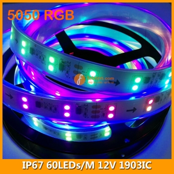 5050 RGB Free Control IP67 LED Strip Light 12V 60LEDs/M