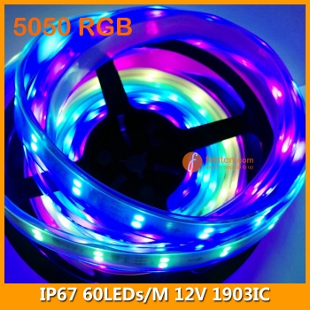 5050 RGB Free Control IP67 LED Strip Light 12V 60LEDs/M