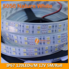 5050 Natural White IP67 LED Strip Lighting 12V 120LEDs/M