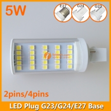 5W LED Plug Lamp G23/G24/E27 Round Shape