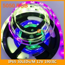 5050 RGB Free Control IP65 LED Strip Light 12V 30LEDs/M